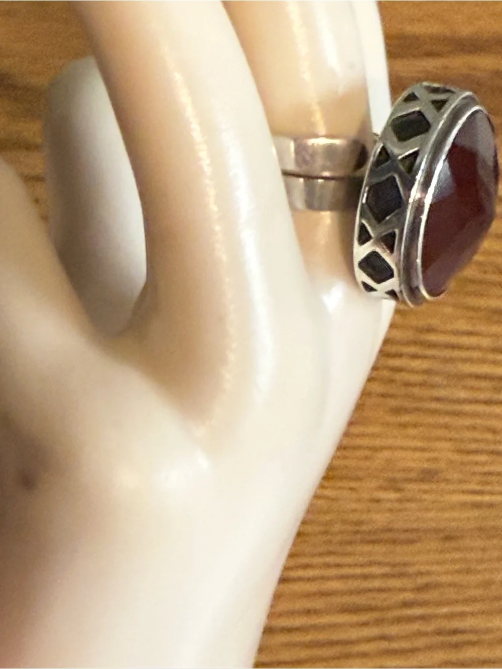 Sterling Silver 925 Chunky Ring Size 7 Brown Faceted Stone